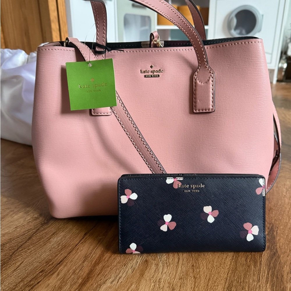 NWT Kate spade Pink Hadley Satchel with Floral Wallet